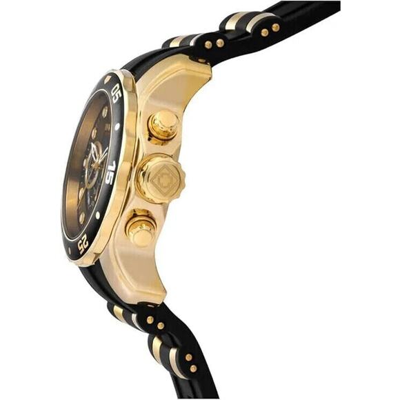 Invicta Mens PRO DIVER SCUBA 6981 Chronograph Black Dial Fashion Gold Watch - Picture 3 of 5
